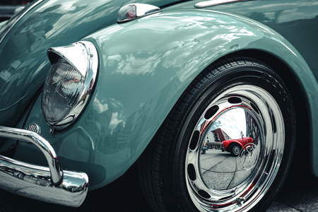 GERMANY, BOCHUM, MAY 07, 2016. Vintage retro blue old classic car.のeditorial素材