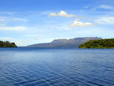 Ripples on Lake Tikitapu (Blue Lake), Rotorua, New Zealandの写真素材