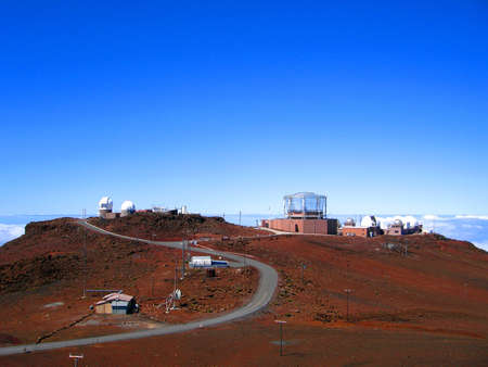 Ground-based Telescopes on the summit of Haleakala, Maui, Hawaiiの写真素材