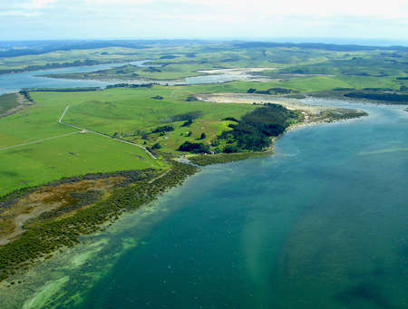 Aerial View of Northland Coastline, New Zealandの写真素材