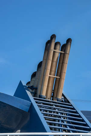 Iron Chimney of a ferry boatの写真素材