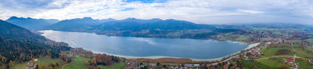 Panoramic View at the Tegernsee in the Alps of Bavariaの写真素材