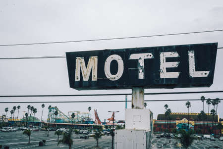 motel sign in america usa black white