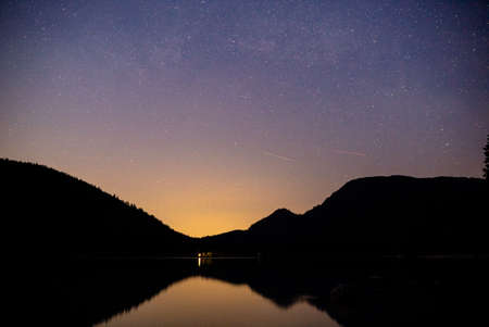 Lake Walchensee with Herzogstand mountain Jochberg. Bavaria Germany summerの写真素材