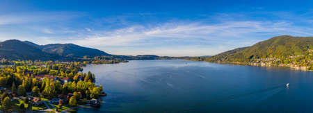 Tegernsee lake in Bavaria. Germany. Aerial Panorama. Beautiful and famous Spotの写真素材