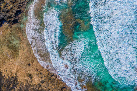 Fuerteventura. Vulcano Beach. Waves. Top View of a drone at the Bay. Spainの写真素材