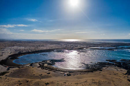 North coast of Fuerteventura Island, Drone Shot. Kitesurf spot. Canary Islands, Spainの写真素材