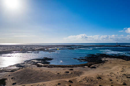 North coast of Fuerteventura Island, Drone Shot. Kitesurf spot. Canary Islands, Spainの写真素材