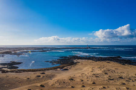 North coast of Fuerteventura Island, Drone Shot. Kitesurf spot. Canary Islands, Spainの写真素材