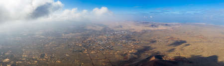 Vulcan Fuerteventura Calderon Hondo and volcanic mountain. Drone Shot Canary Island, Spainの写真素材