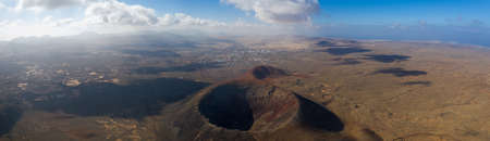 Vulcan Fuerteventura Calderon Hondo and volcanic mountain. Drone Shot Canary Island, Spainの写真素材