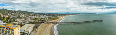 Ventura California. Beach Pier. Aerial scenic Panoramaの写真素材