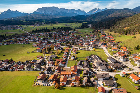 Wallgau Bavarian Alps. Karwendel Mountains. Holiday resortの写真素材