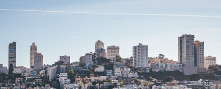 San Francisco Downtown. Skyline from the seaの写真素材