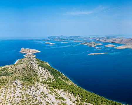 Kornati Islands Croatia drone panoramaの写真素材