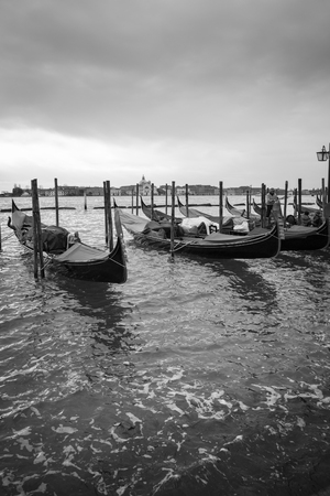 Gondolas in front of San Marco square, Venice Italyのeditorial素材