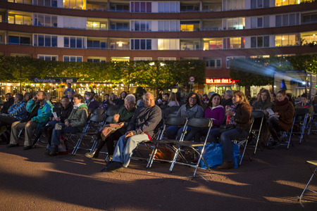 Amsterdam, The Netherlands - august 20 2014: during the open air screening of Mexican film ParaÃ­so, Marie Heinekeinplein, World Cinema Amsterdam festival, a world film festival held from 14 to 24/08/2014のeditorial素材