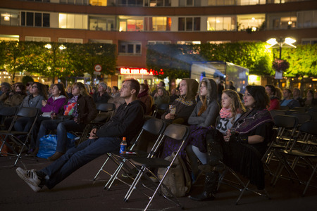 Amsterdam, The Netherlands - august 20 2014: during the open air screening of Mexican film ParaÃ­so, Marie Heinekeinplein, World Cinema Amsterdam festival, a world film festival held from 14 to 24/08/2014のeditorial素材