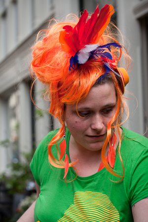 Amsterdam, The Netherlands, April 30, 2014: celebration of the public national holiday Kings day - Koningsdag - held every year on 30th of April in the entire country to celebrate the birthday of King Willemのeditorial素材