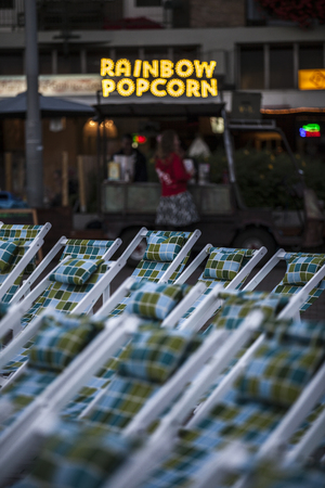 Amsterdam, The Netherlands, 12-14 September 2014, during Westival, a free open air free Cinema and culture festival on Mercatorplein. before the screeningのeditorial素材