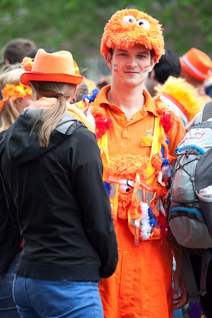 Amsterdam, The Netherlands, April 30, 2014: celebration of the public national holiday Kings day - Koningsdag - held every year on 30th of April in the entire country to celebrate the birthday of King Willemのeditorial素材
