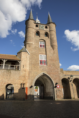 Old city gate built with red bricks, Zuidhavenpoort,  Zierikzee, Netherlandsの写真素材
