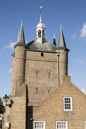 Old city gate built with red bricks, Zuidhavenpoort,  Zierikzee, Netherlandsの写真素材