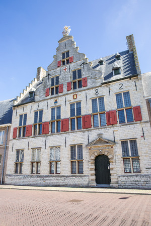 front of Old medieval Dutch gable houseの写真素材