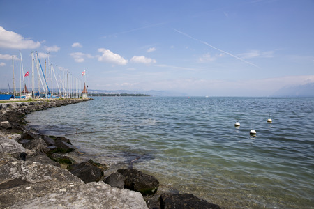 View on the geneva lake - lac Leman - on a sunny day