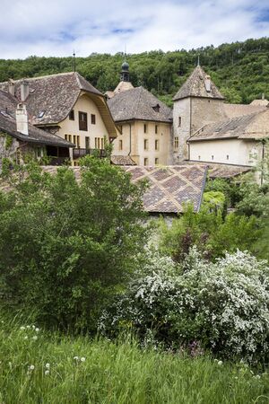 General vieuw of the mountain village of Romainmotier-Envy - Switzerlandの写真素材