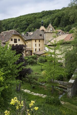 General vieuw of the mountain village of Romainmotier-Envy - Switzerlandの写真素材