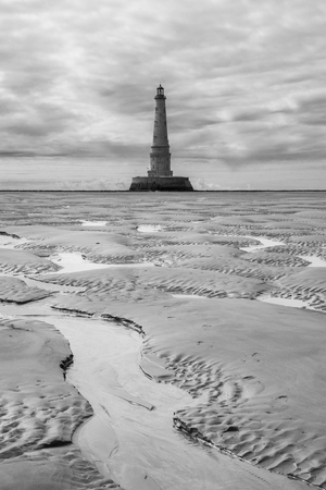 view of the historical lighthouse of Cordouan at low tide, Gironde estuary, Franceの写真素材