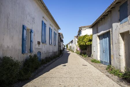 little pedestrian street of village of Talmont sur Gironde, Charente Maritime, Franceの写真素材
