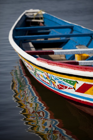 Traditional Senegalese wooden boatの写真素材