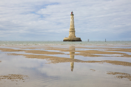 view of the historical lighthouse of Cordouan at low tide, Gironde estuary, Franceの写真素材