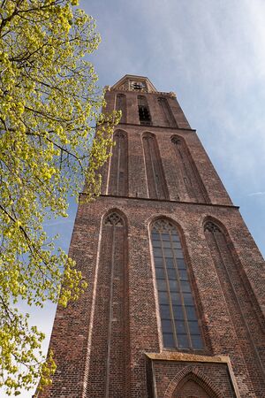 Church brick tower, Zwolle, Netherlandsの写真素材