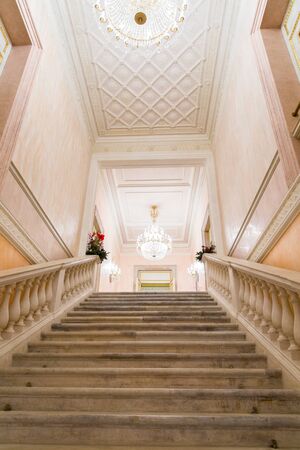 VENICE, ITALY - December 26, 2015: interior of historical theatre La Fenice. Rebuilt after it was destroyed by the fire in 1996, the famous opera house reopened in 2003のeditorial素材