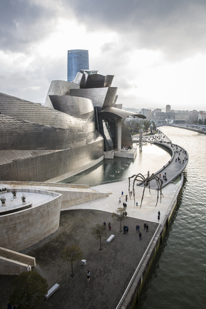 BILBAO, SPAIN - MARCH 19, 2015: The Guggenheim Museum in Bilbao during the Niki de Saint Phalle exhibition (27 â June 7, 2015) , Biscay, Basque Country, Spainのeditorial素材