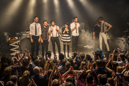 Amsterdam, The Netherlands - 16 March, 2016: concert of French electro swing band Caravan Palace at venue Melkwegのeditorial素材