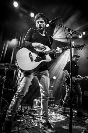 Amsterdam, The Netherlands - 18 March, 2016: concert of Swiss rock band 77 Bombay Street at venue Paradisoのeditorial素材