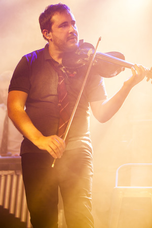 Amsterdam, The Netherlands - 16 March, 2016: concert of French electro swing band Caravan Palace at venue Melkwegのeditorial素材