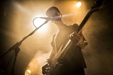 Amsterdam, The Netherlands - 11 february, 2016: concert of  Dutch indie rock trio Bombay for their Album Release Show at venue OT301のeditorial素材