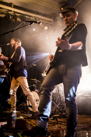 Amsterdam, The Netherlands - 18 March, 2016: concert of Swiss rock band 77 Bombay Street at venue Paradisoのeditorial素材