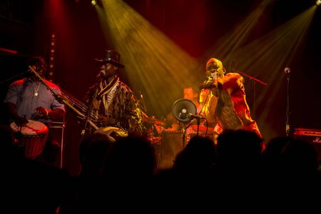 Amsterdam, The Netherlands - February 17, 2016: concert of african band from Mali BKO Quintet at Paradiso Bitterzoet concert hall.の写真素材