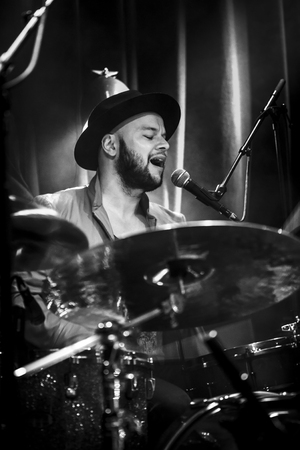 Amsterdam, The Netherlands - 18 March, 2016: concert of Swiss rock band 77 Bombay Street at venue Paradisoのeditorial素材