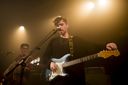 Amsterdam, The Netherlands - 11 february, 2016: concert of  Dutch indie rock trio Bombay for their Album Release Show at venue OT301のeditorial素材