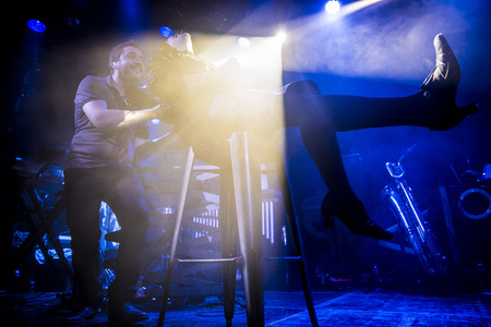 Amsterdam, The Netherlands - 16 March, 2016: concert of French electro swing band Caravan Palace at venue Melkwegのeditorial素材