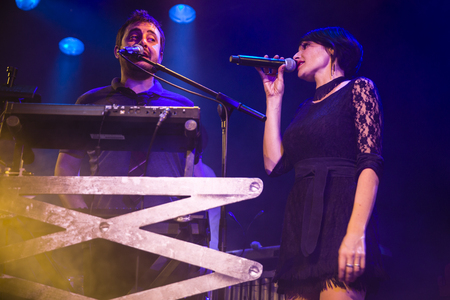 Amsterdam, The Netherlands - 16 March, 2016: concert of French electro swing band Caravan Palace at venue Melkwegのeditorial素材