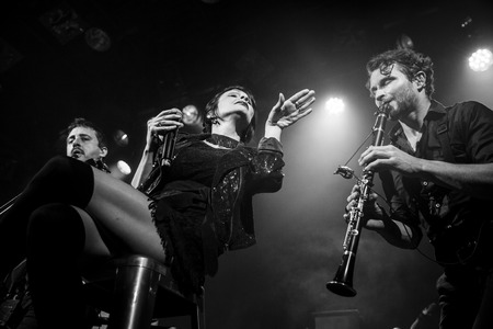 Amsterdam, The Netherlands - 16 March, 2016: concert of French electro swing band Caravan Palace at venue Melkwegの写真素材