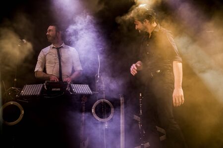 Amsterdam, The Netherlands - 16 March, 2016: concert of French electro swing band Caravan Palace at venue Melkwegのeditorial素材